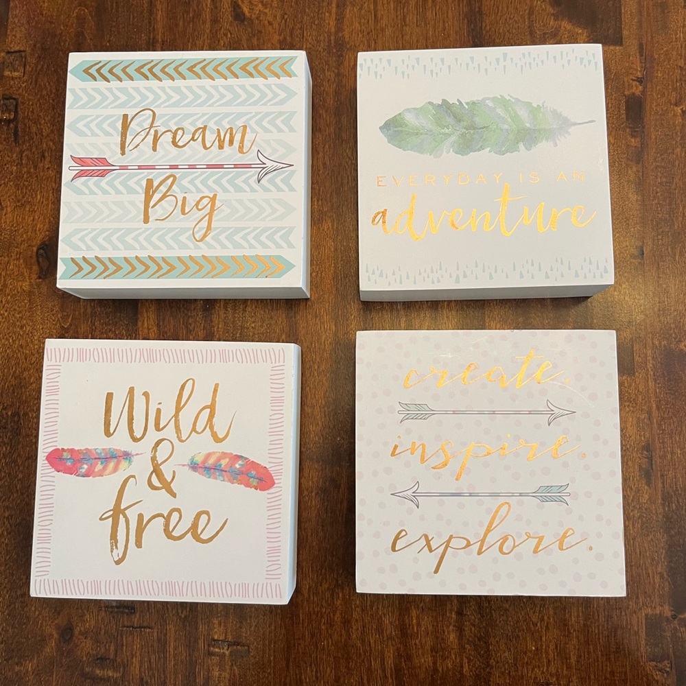 Inspirational Wall Art Set - Gold, Green, Pink